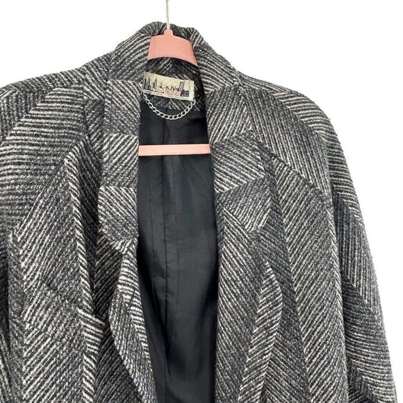 Vintage 1980s double breasted wool coat oversized size medium - Picture 3 of 6